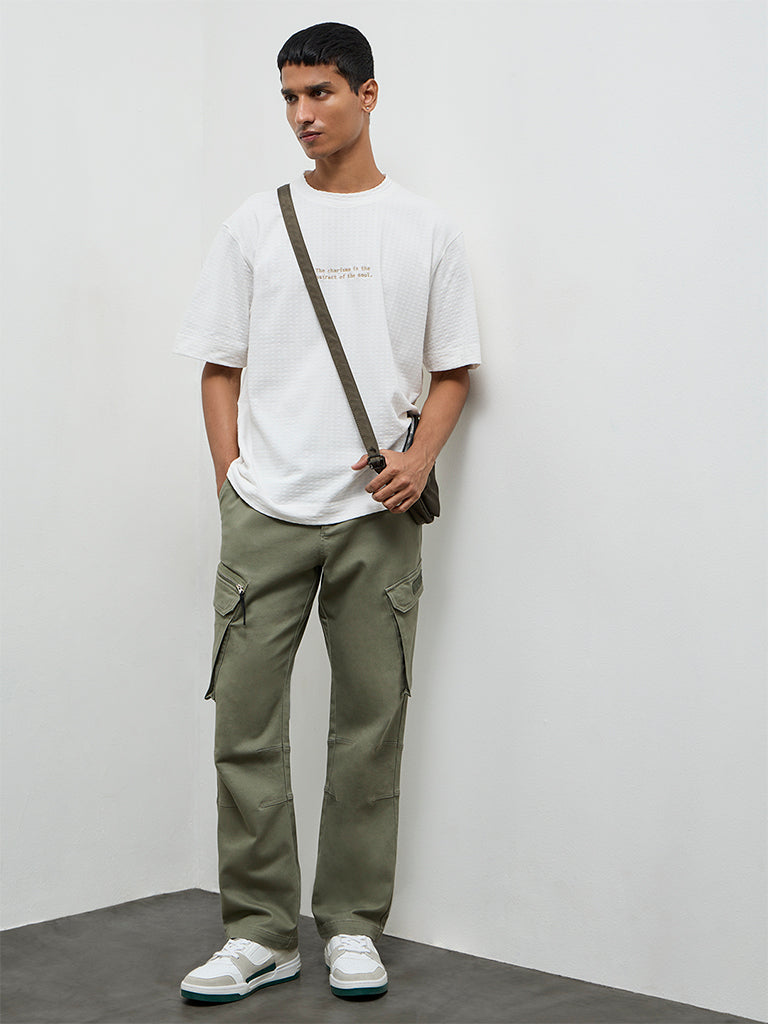 Nuon Sage Relaxed-Fit Mid-Rise Cotton Cargo Pants