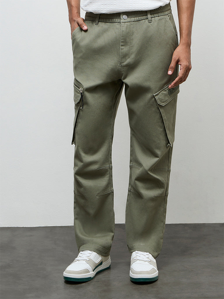 Nuon Sage Relaxed-Fit Mid-Rise Cotton Cargo Pants