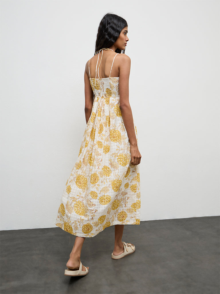 yellow print dress Buy Bombay Paisley Yellow Printed Cotton A-Line Dress from Westside