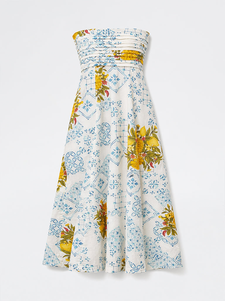 Bombay Paisley Off-White Printed Cotton A-Line Dress