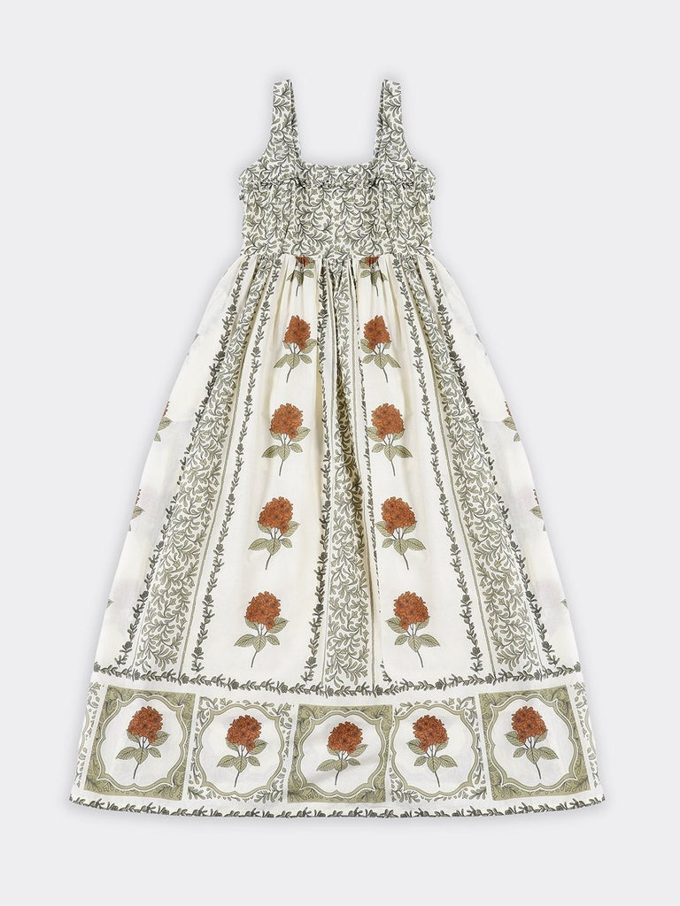 Bombay Paisley Off-White Printed Cotton A-Line Dress
