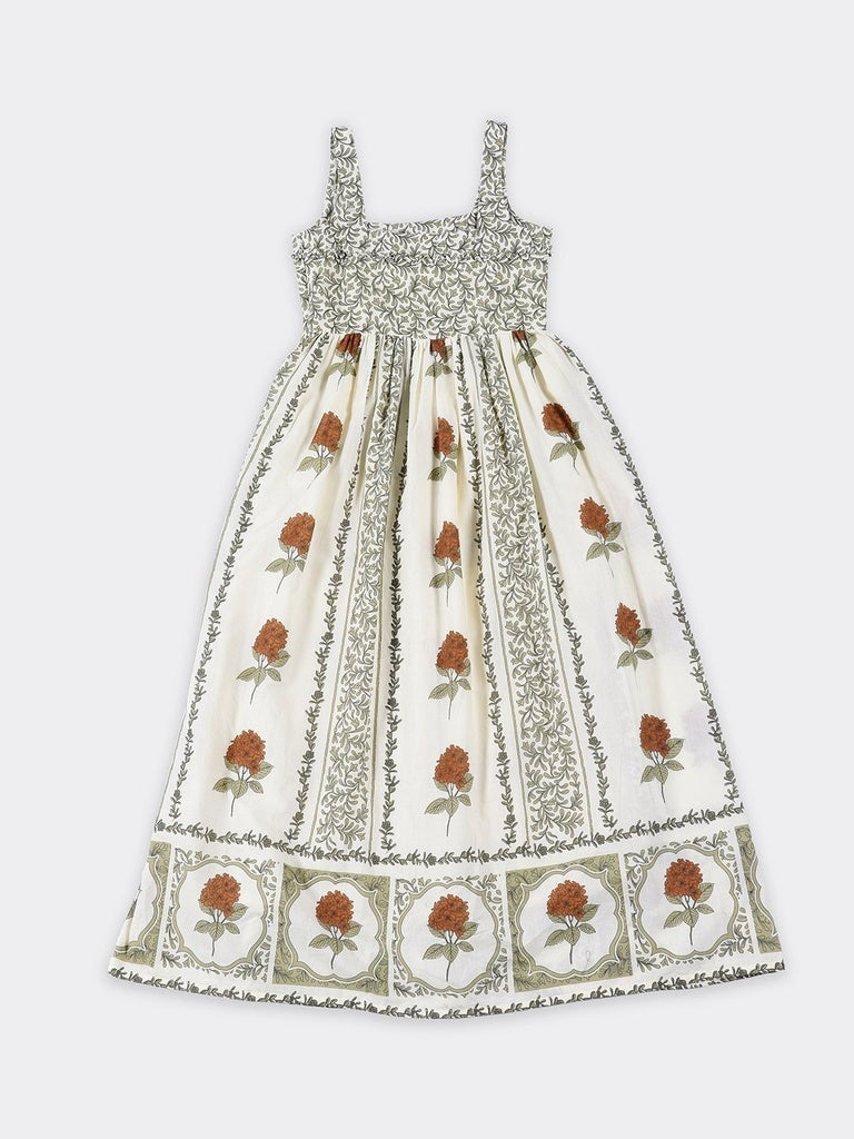 Bombay Paisley Off-White Printed Cotton A-Line Dress