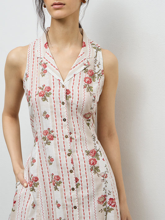 Bombay Paisley Off-White Printed Cotton Shirt Dress