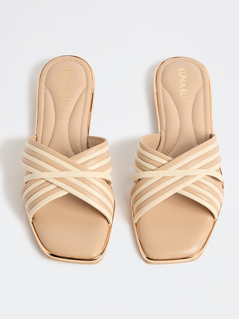 LUNA BLU Blush Stripe-Design Slides