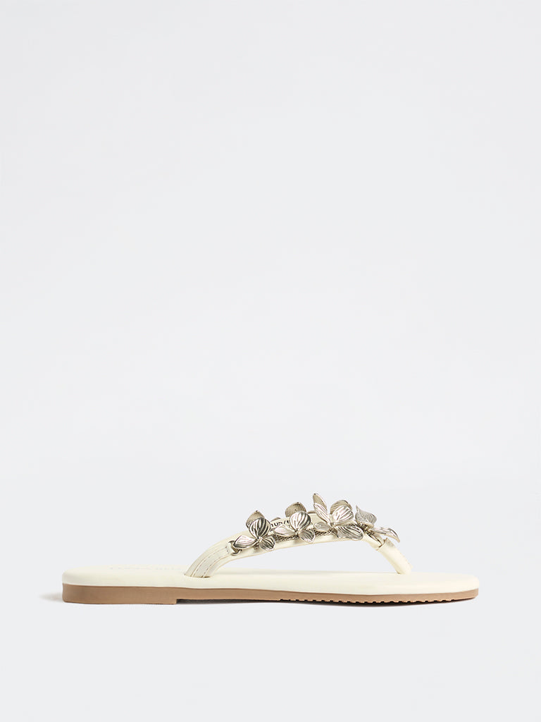 LUNA BLU White Floral-Detailed Sandals