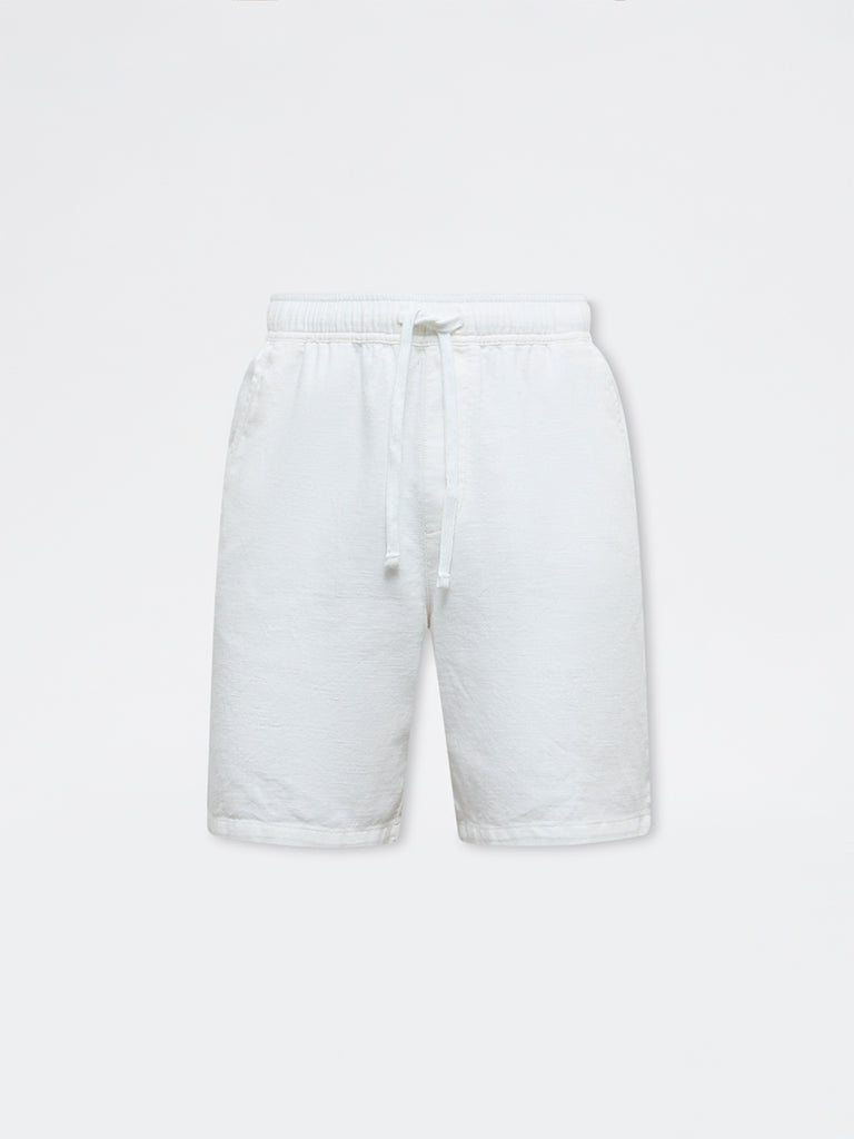 ETA Off-White Solid Relaxed-Fit Mid-Rise Cotton Shorts