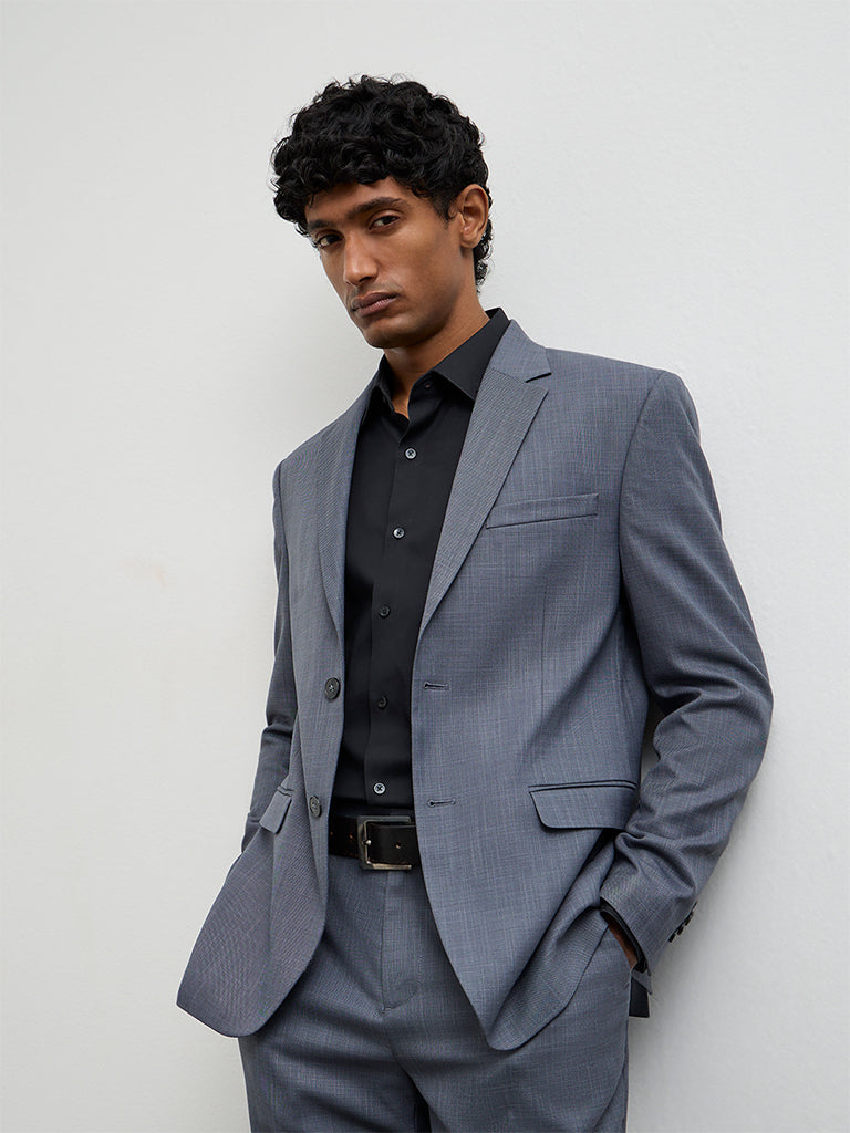 WES Formals Dark Grey Slim-Fit Blazer