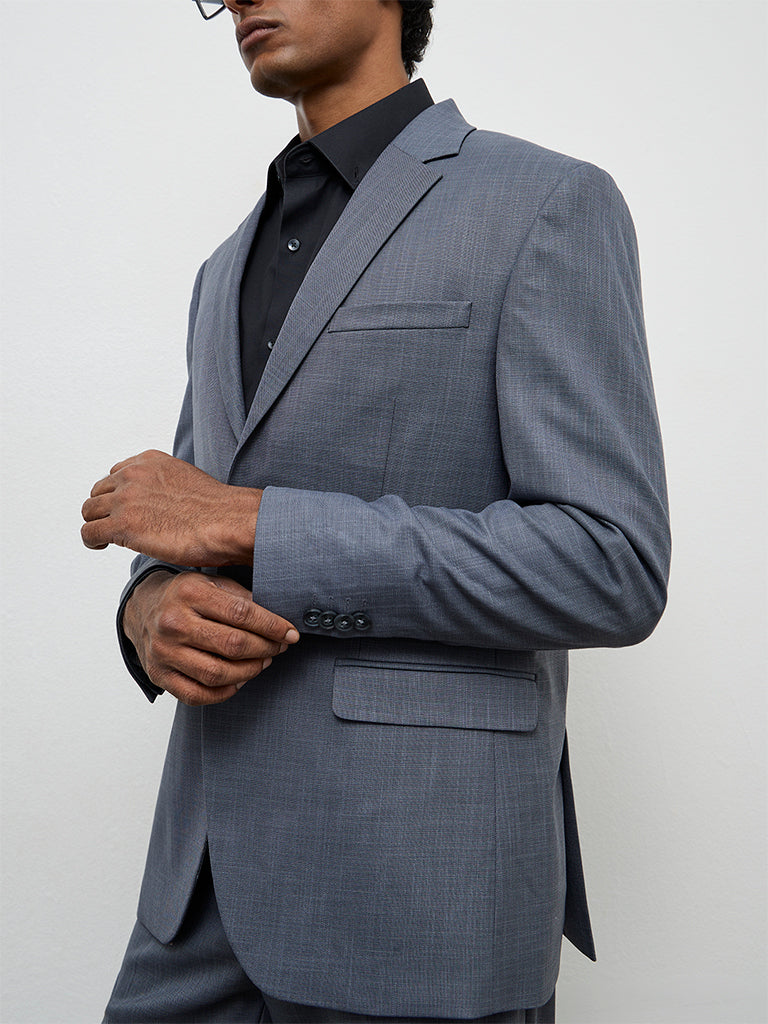 WES Formals Dark Grey Slim-Fit Blazer