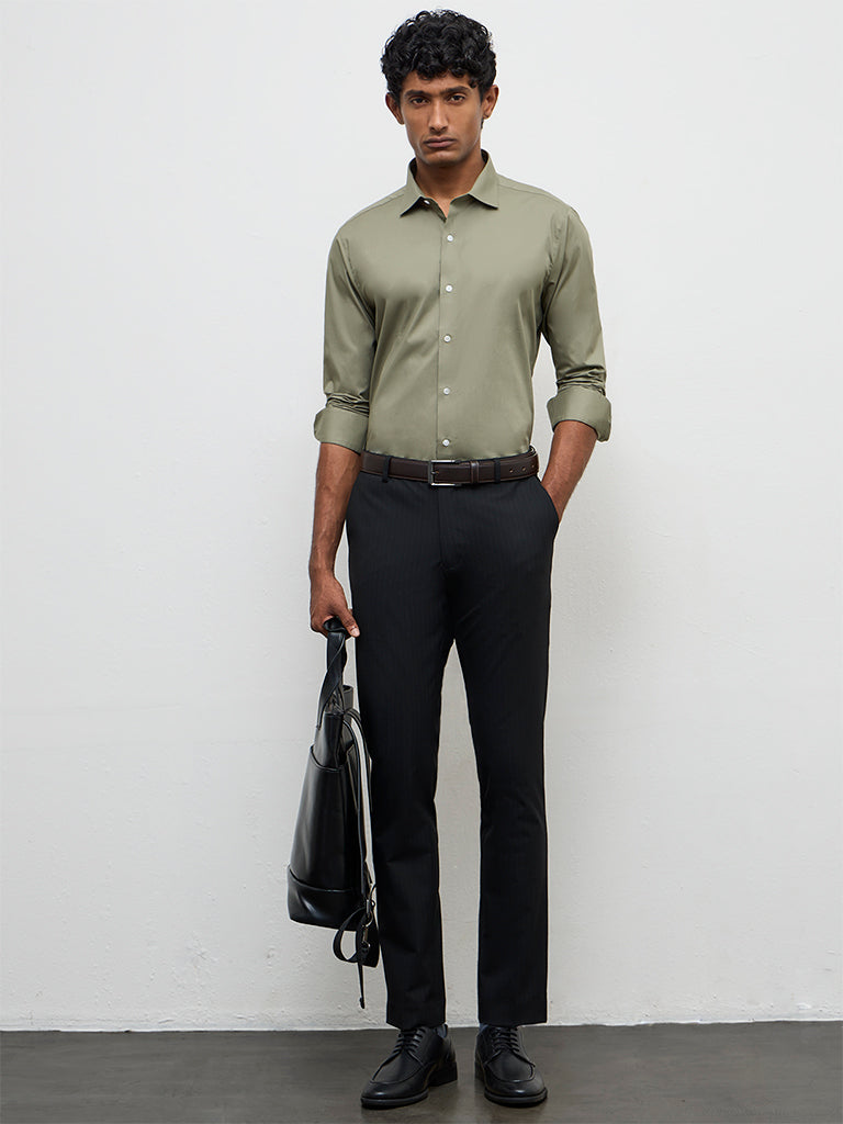 WES Formals Sage Ultra Slim-Fit Cotton-Blend Shirt