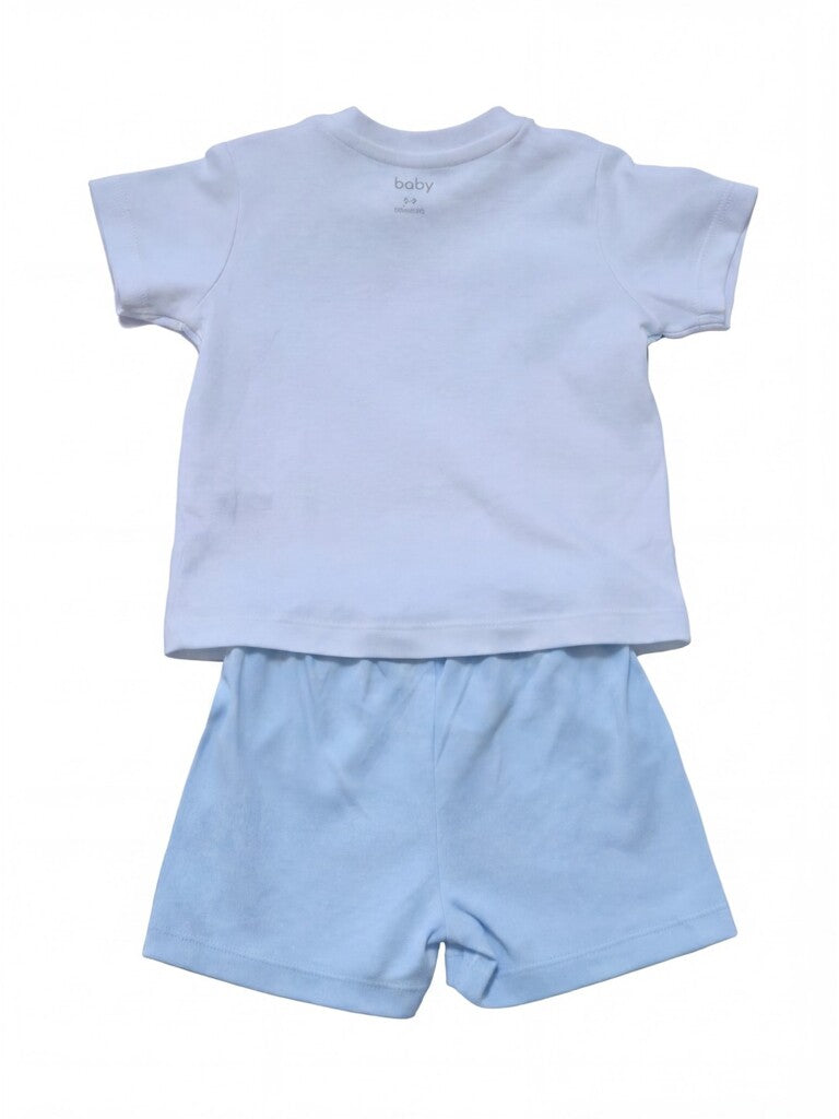 HOP Baby Boys Blue Printed Cotton T-Shirt and Shorts Set