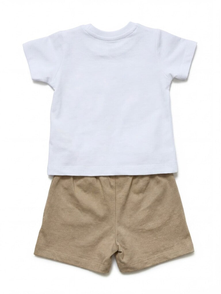 HOP Baby Boys Multicolour Printed Cotton T-Shirt and Shorts Set
