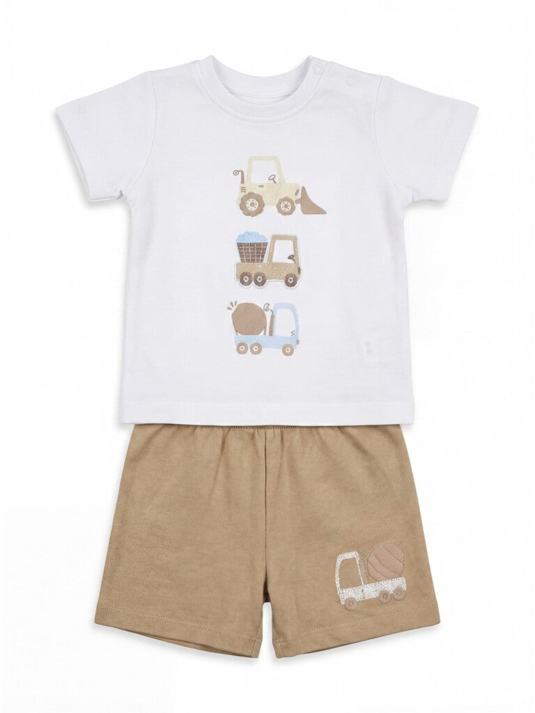 HOP Baby Boys Multicolour Printed Cotton T-Shirt and Shorts Set