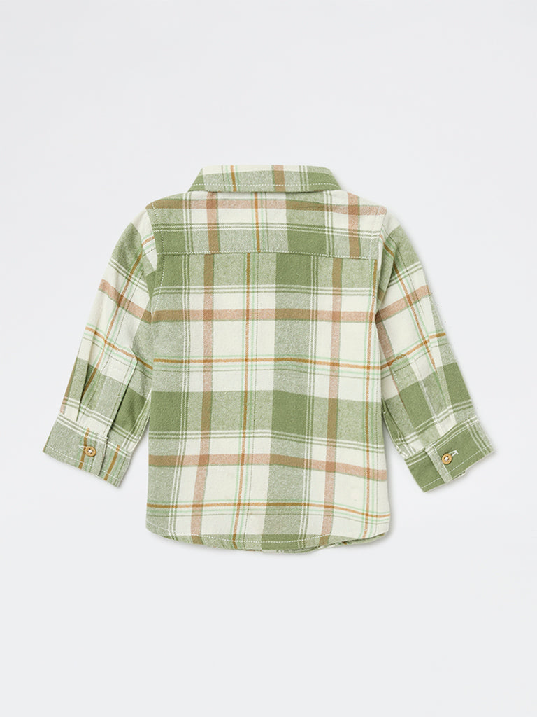 HOP Baby Boys Sage Checkered Cotton Shirt