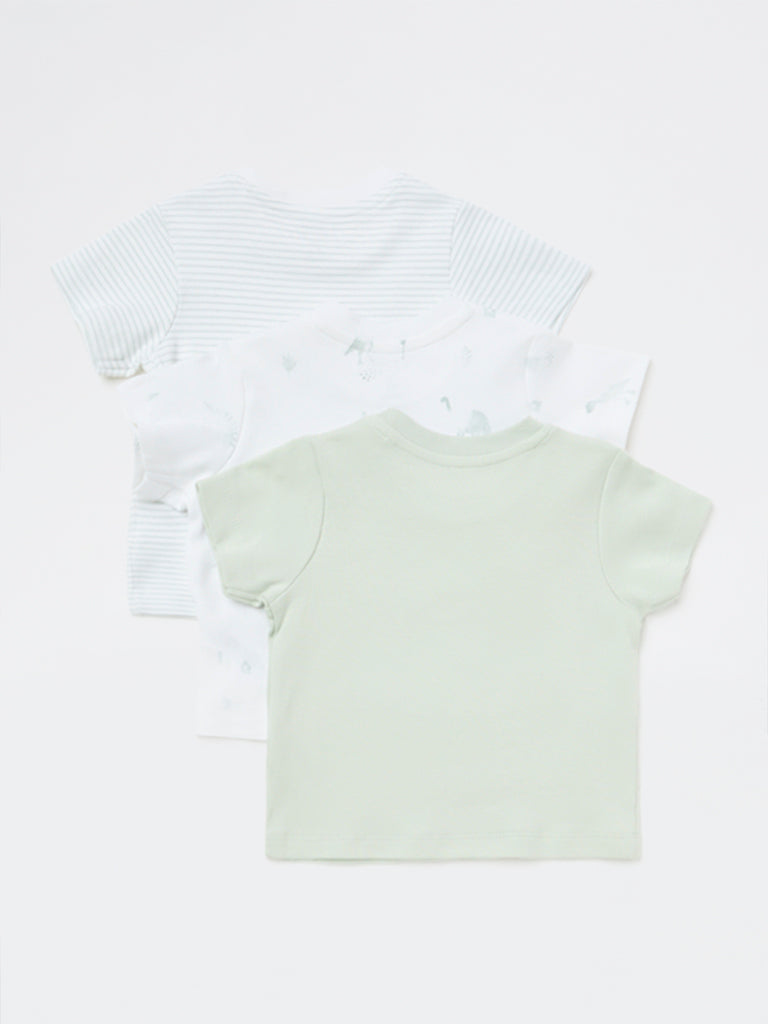 HOP Baby Boys Sage Printed Cotton T-Shirts - Pack of 3