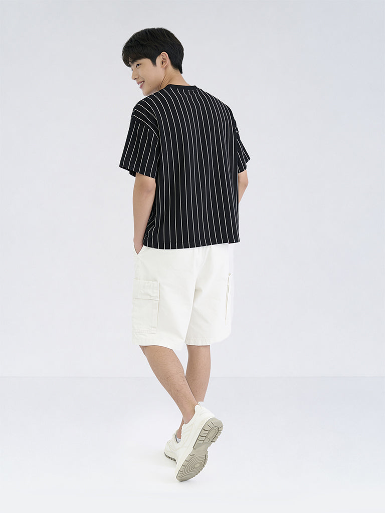 Boys Off-White Mid-Rise Cotton-Blend Cargo Shorts