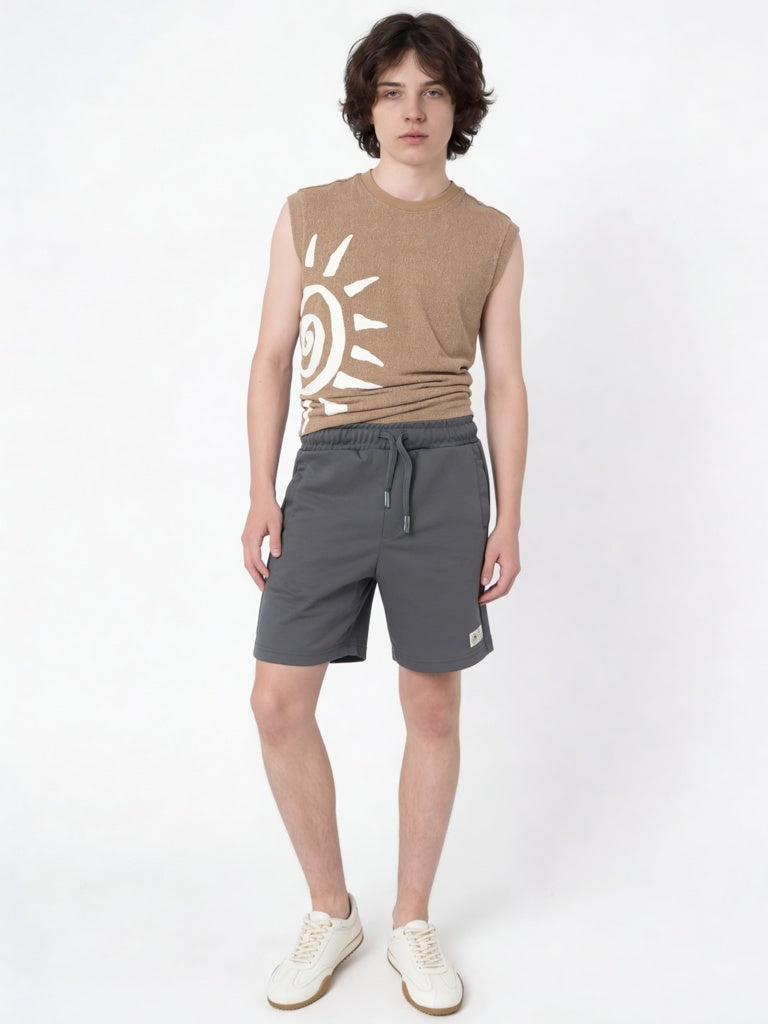 Y&F Kids Boys Dark Grey Mid-Rise Shorts