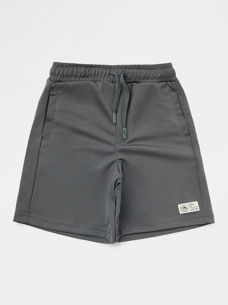 Y&F Kids Boys Dark Grey Mid-Rise Shorts