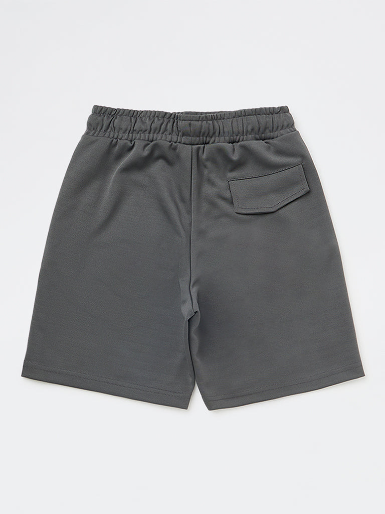 Y&F Kids Boys Dark Grey Mid-Rise Shorts