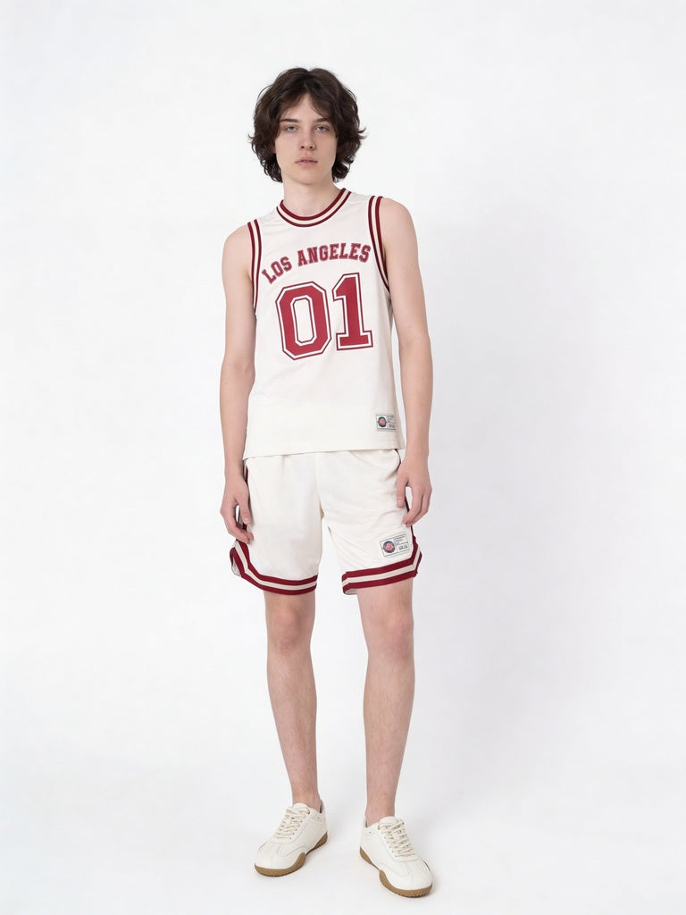 Boys Boys Off-White Side Striped Basketball Shorts