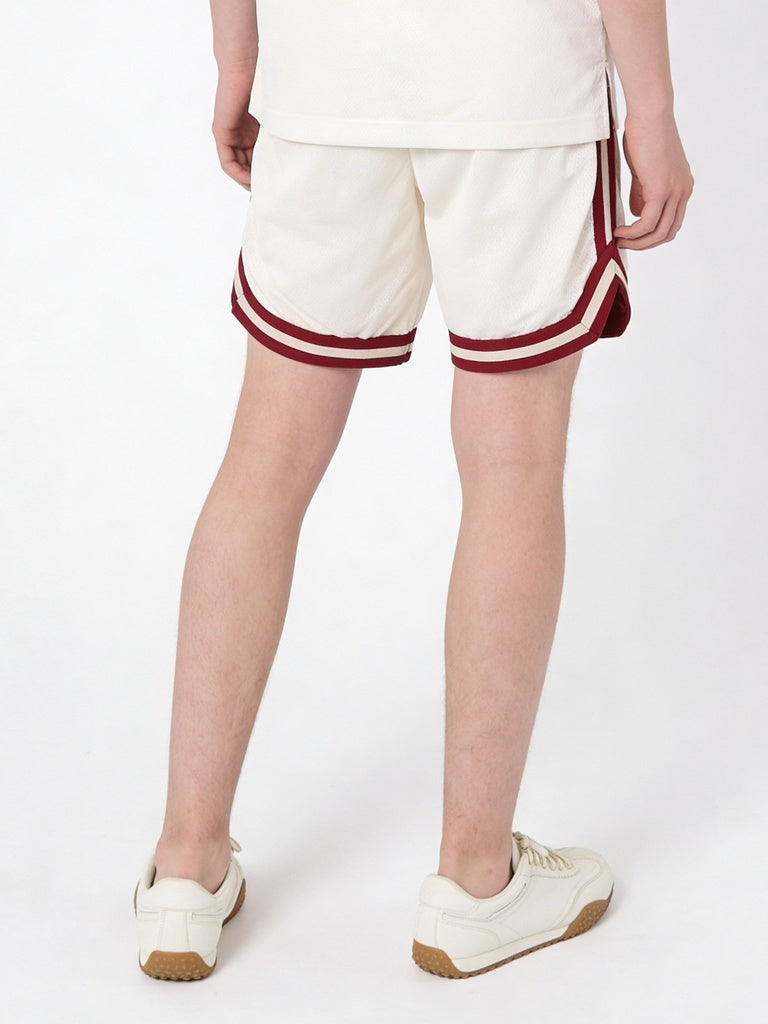 Boys Boys Off-White Side Striped Basketball Shorts