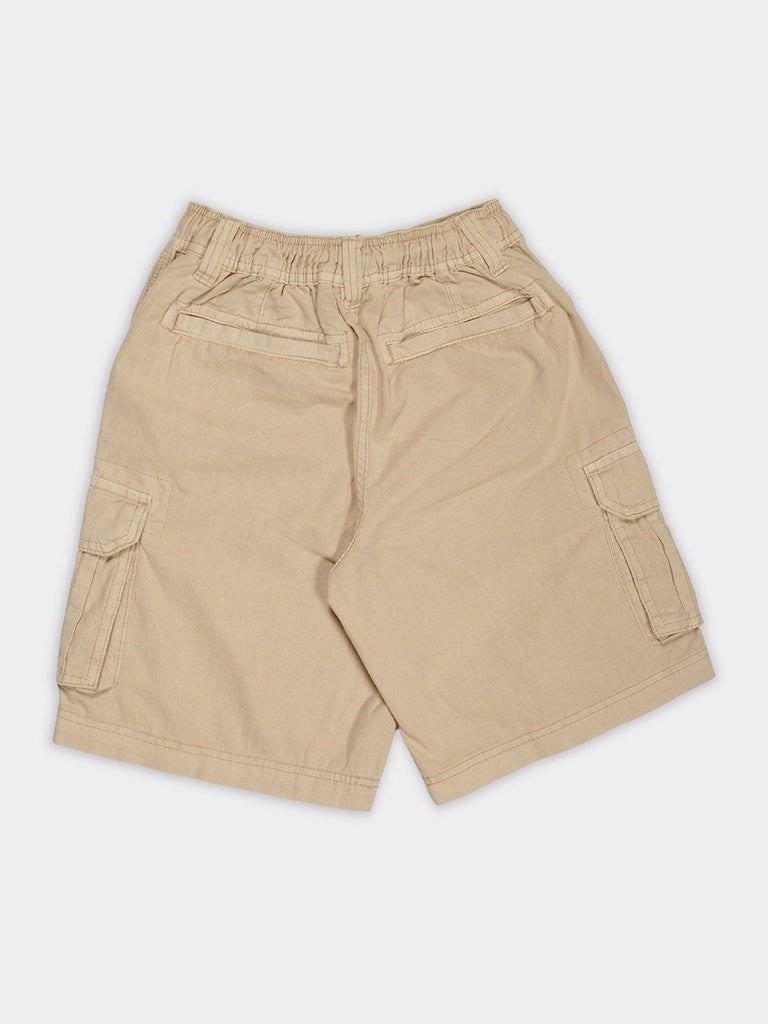 Boys Stone Cotton Mid Rise Cargo Shorts