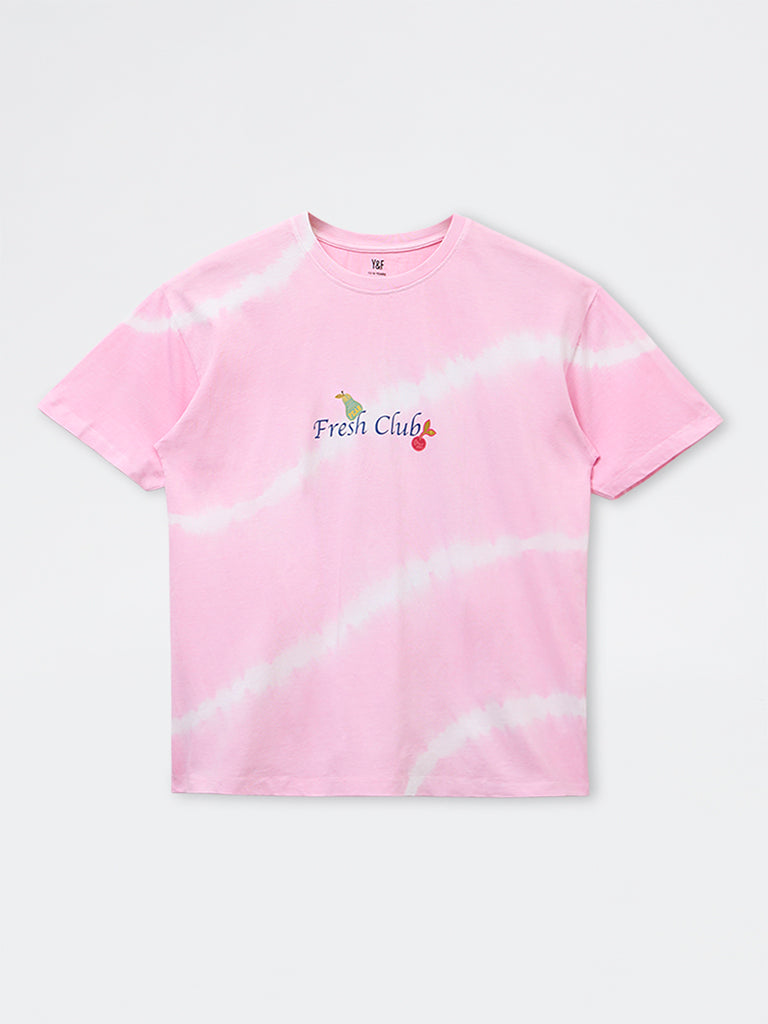 Girls Pink Tie-Dye Design Cotton T-Shirt