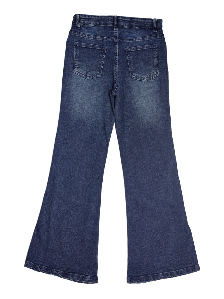 Girls Blue Stretch Flare-Fit Jeans