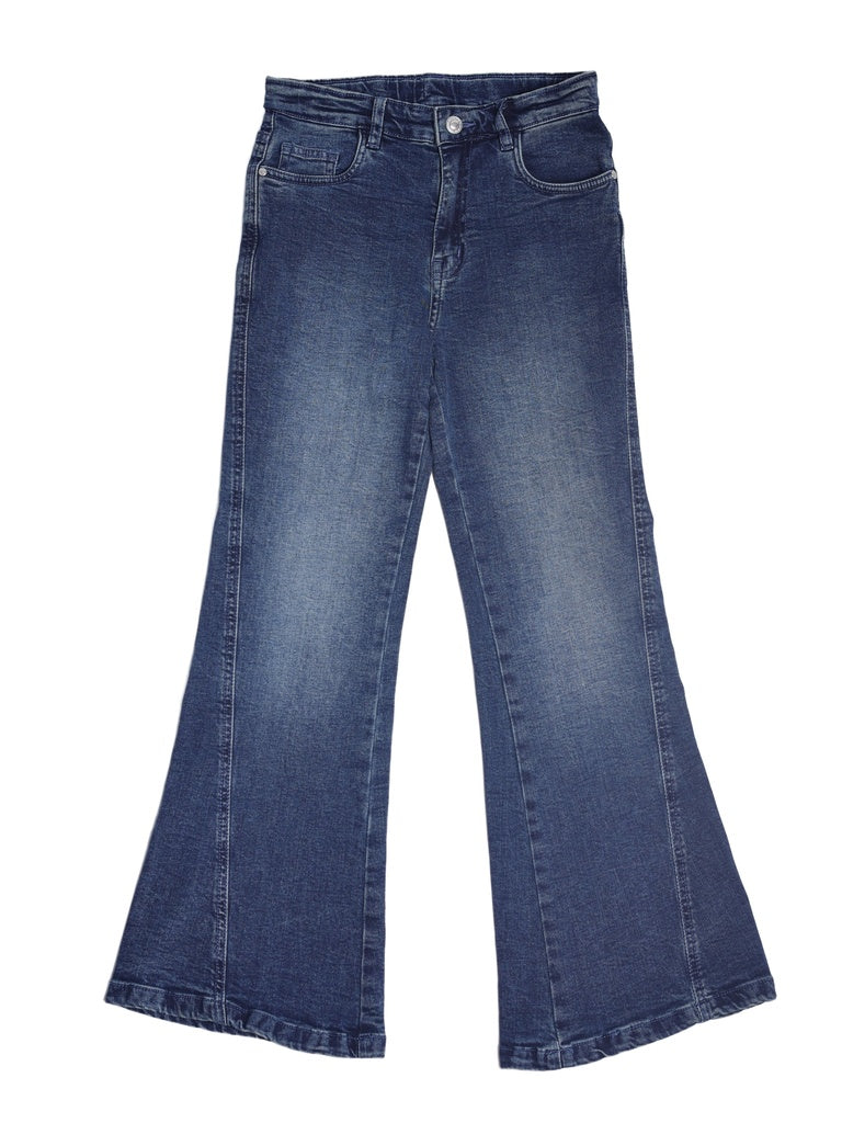 Girls Blue Stretch Flare-Fit Jeans