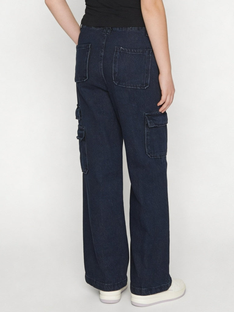 Y&F Kids Girls Blue Cargo Pocket Jeans