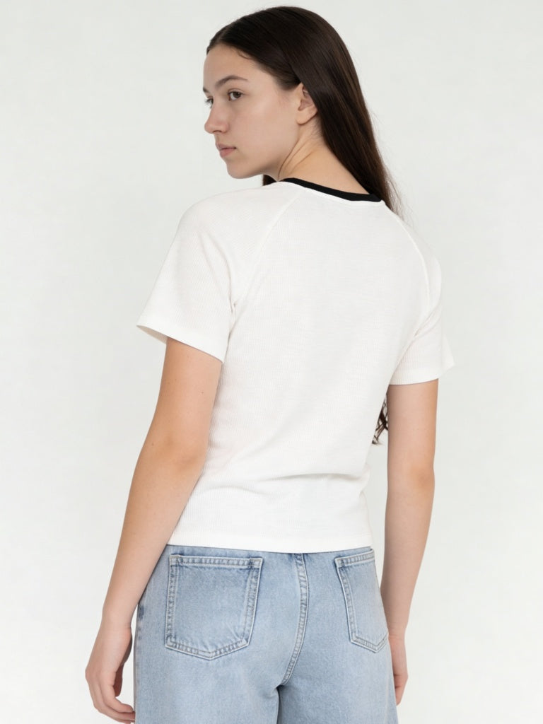Y&F Kids Girls White Text-Printed T-Shirt