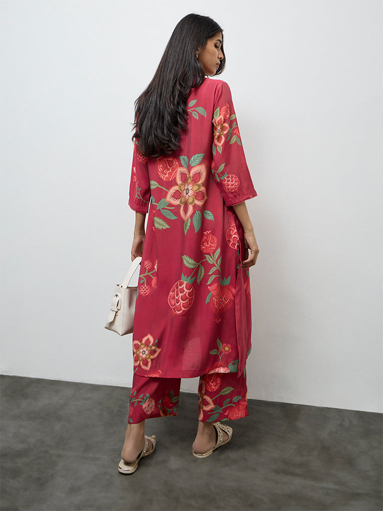 Utsa Pink Anar Printed A-Line Kurta