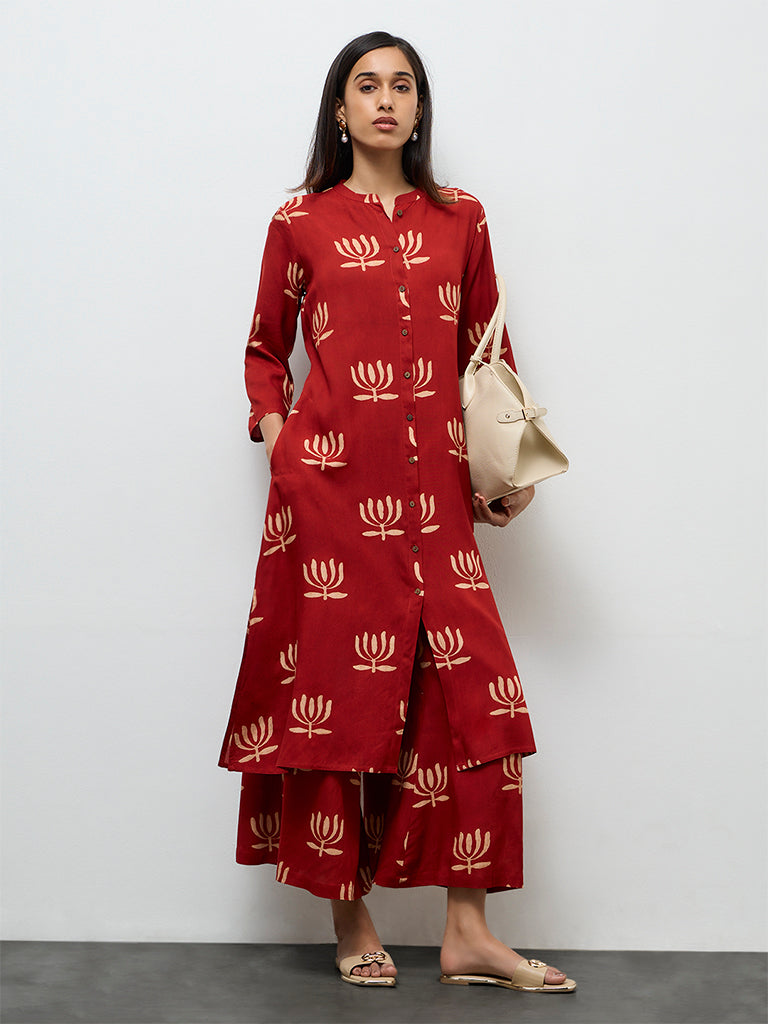 Utsa Red Printed Palazzos