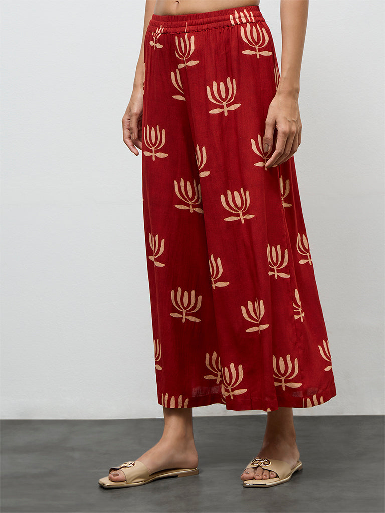 Utsa Red Printed Palazzos
