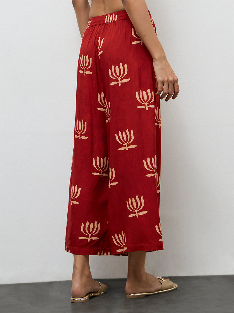 Utsa Red Printed Palazzos