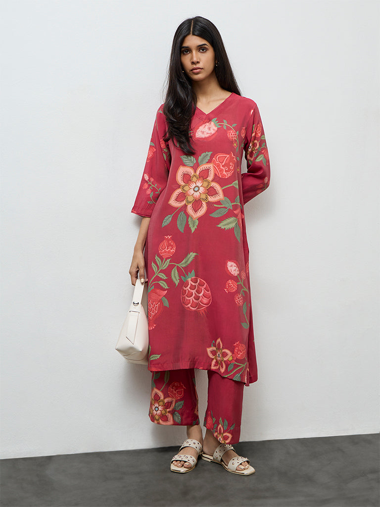 Utsa Pink Anar Printed Pants