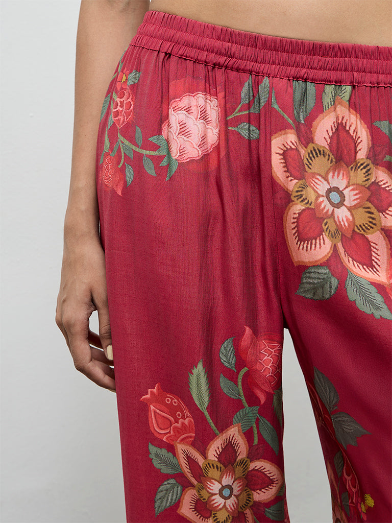 Utsa Pink Anar Printed Pants