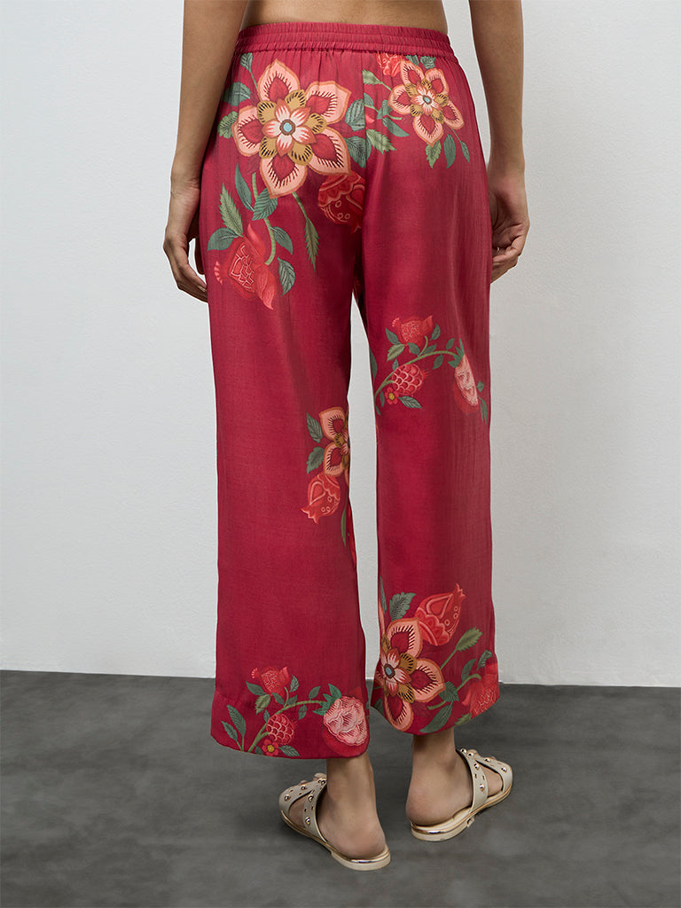 Utsa Pink Anar Printed Pants