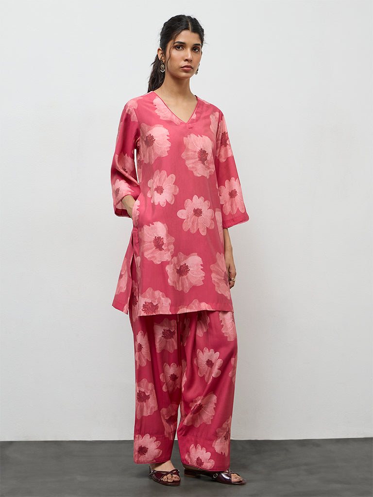 Utsa Pink Floral Design Salwar