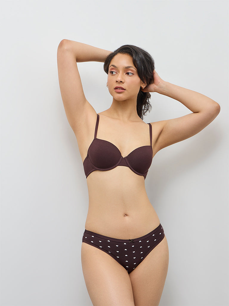 Wunderlove 3-Pack Heart Printed Bikini Cotton-Blend Briefs