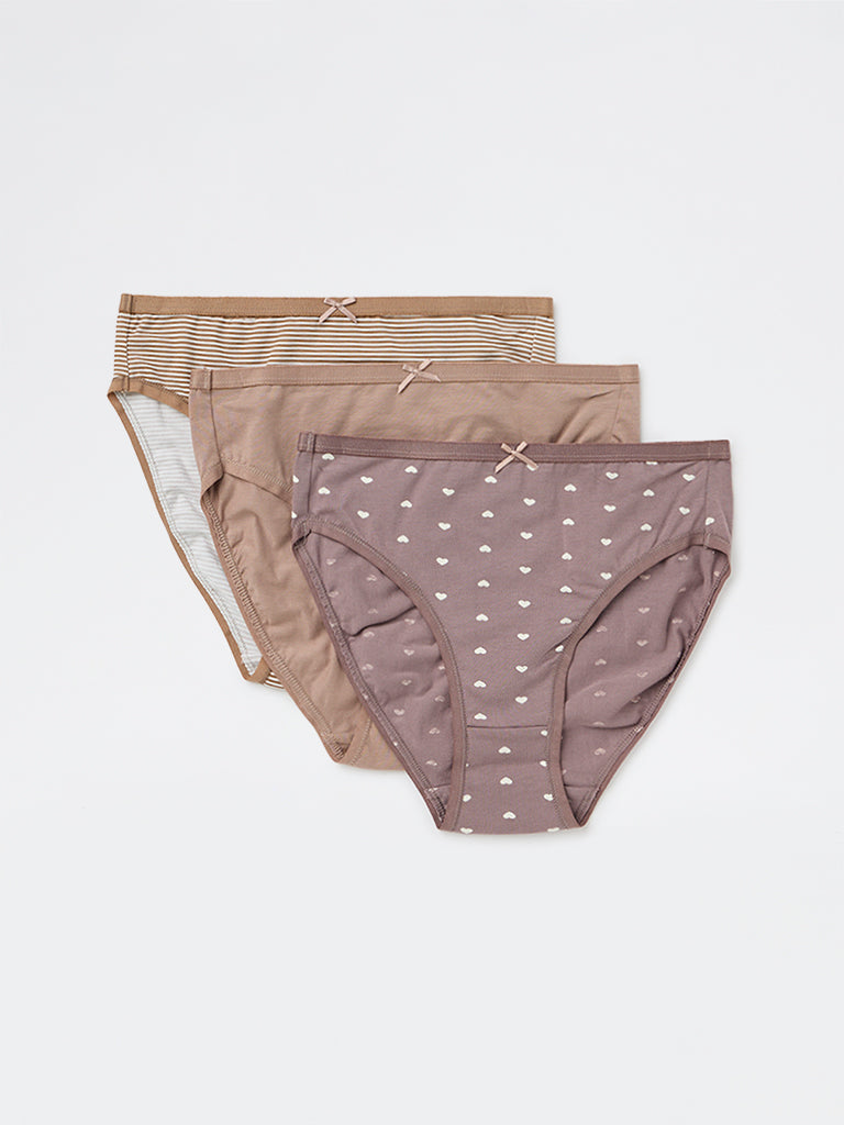 Wunderlove 3-Pack Hi-Leg Cotton-Blend Briefs