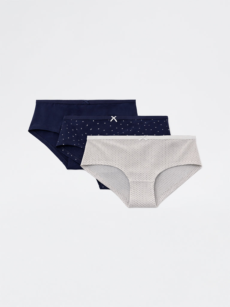 Wunderlove 3-Pack Printed Low-Rise Cotton-Blend Briefs