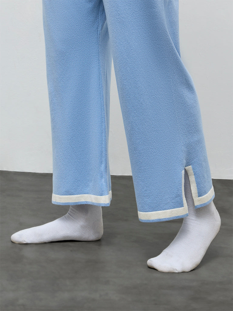Wunderlove Blue Contrast Detailed High-Rise Pants