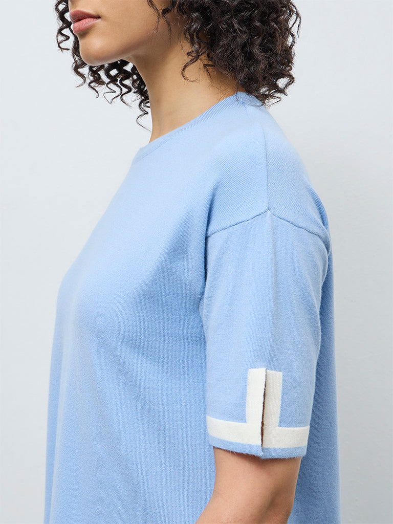Wunderlove Blue Contrast Detailed Top