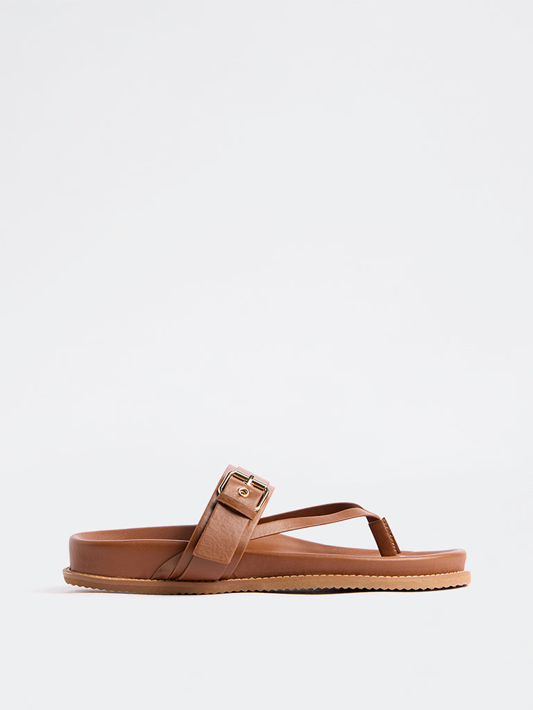 LUNA BLU Tan Buckle-Detail Sandals