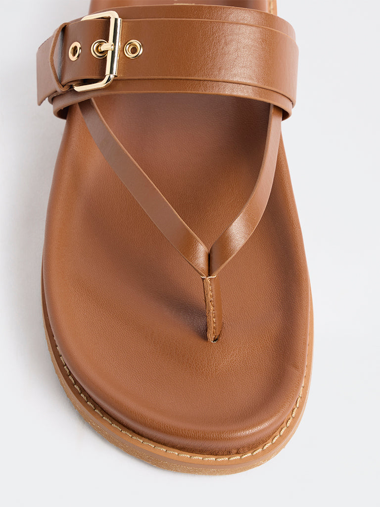 LUNA BLU Tan Buckle-Detail Sandals