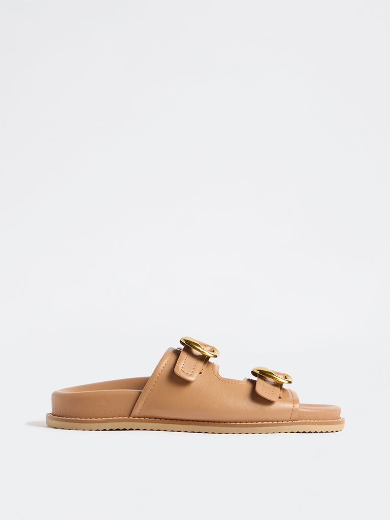 LUNA BLU Beige Double Strap Sandals