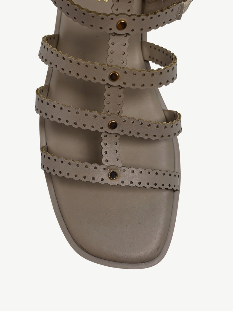 LUNA BLU Taupe Embellished Gladiator Sandals