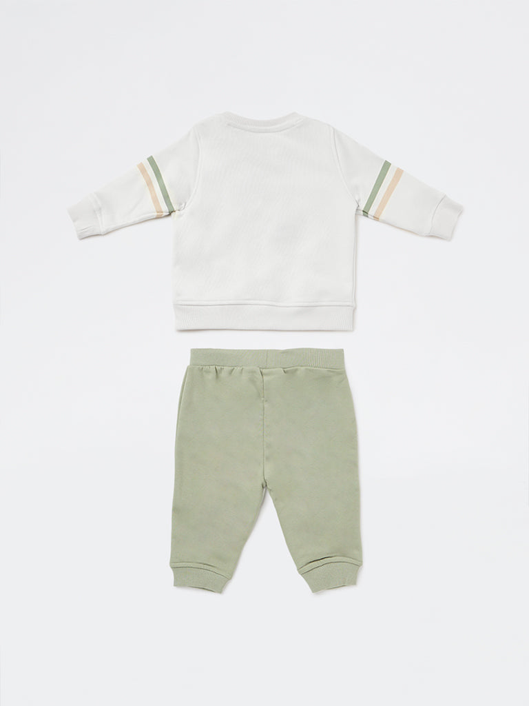 HOP Baby Boys Sage Cotton-Blend Sweatshirt and Joggers Set