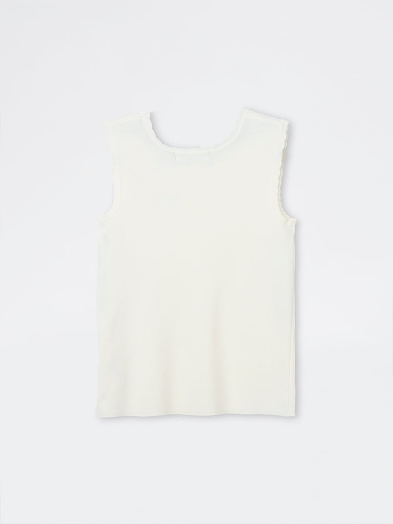 Buy Wardrobe Ivory Ribbed-Textured Tank Top from Westside