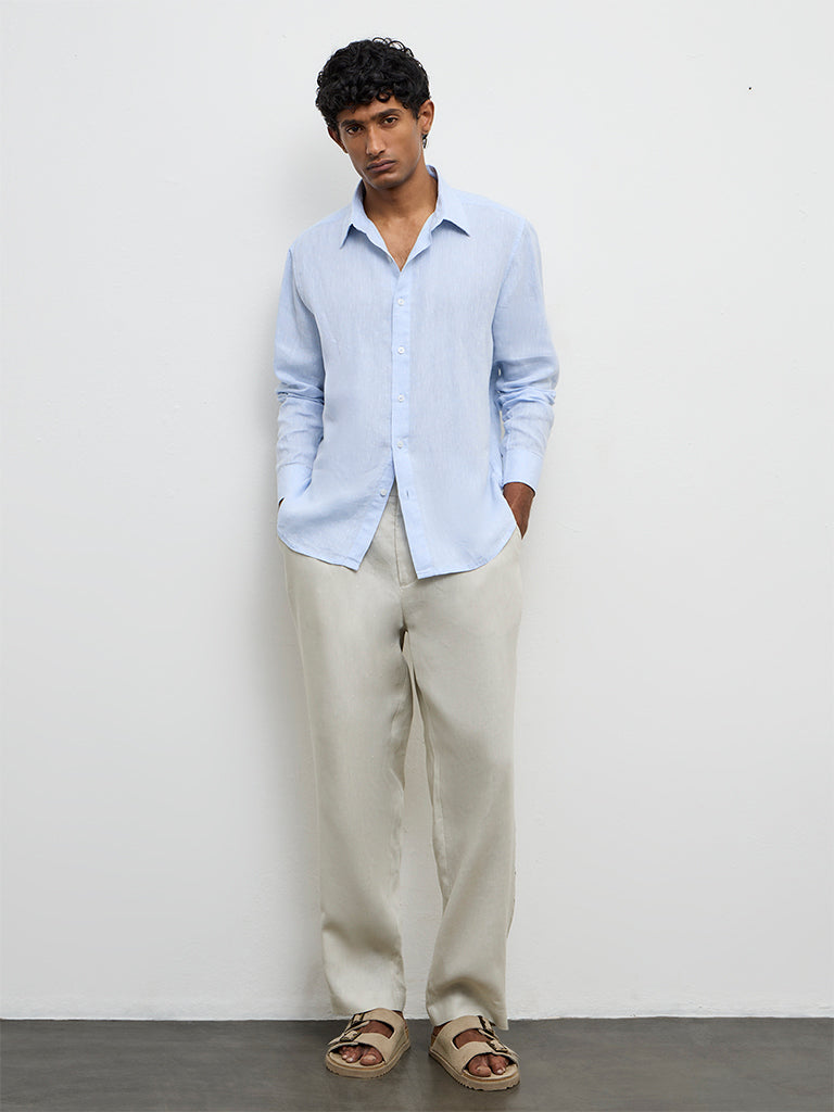 Ascot Light Blue Relaxed-Fit Linen Shirt
